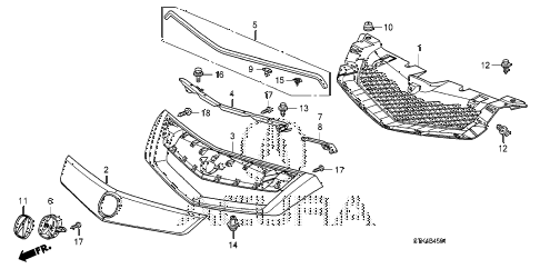 2011 RDX(SH-AWD) 5 DOOR 5AT FRONT GRILLE (2) diagram 2011 RDX(SH-AWD) 5 DOOR 5AT FRONT GRILLE (2) diagram