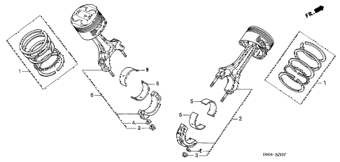2004 NSX-T 2 DOOR 4AT PISTON - CONNECTING ROD diagram 2004 NSX-T 2 DOOR 4AT PISTON - CONNECTING ROD diagram