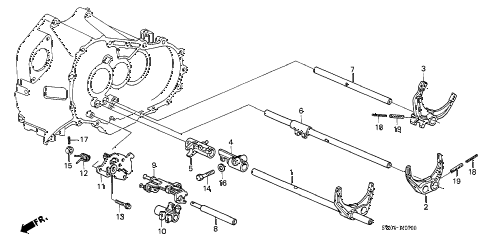 2005 NSX-T 2 DOOR 6MT MT SHIFT FORK - FORK SHAFT diagram 2005 NSX-T 2 DOOR 6MT MT SHIFT FORK - FORK SHAFT diagram