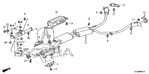 2011 ZDX TECH 5 DOOR 6AT EXHAUST PIPE - MUFFLER diagram 2011 ZDX TECH 5 DOOR 6AT EXHAUST PIPE - MUFFLER diagram