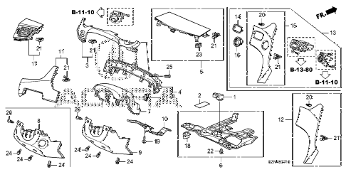 2011 ZDX TECH 5 DOOR 6AT INSTRUMENT PANEL GARNISH (DRIVER SIDE) diagram 2011 ZDX TECH 5 DOOR 6AT INSTRUMENT PANEL GARNISH (DRIVER SIDE) diagram