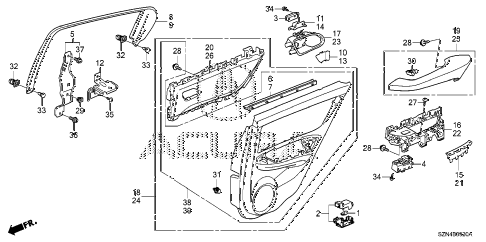 2012 ZDX TECH 5 DOOR 6AT REAR DOOR LINING diagram 2012 ZDX TECH 5 DOOR 6AT REAR DOOR LINING diagram