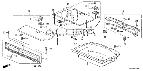 2013 ZDX 5 DOOR 6AT REAR TRAY - TRUNK LINING diagram 2013 ZDX 5 DOOR 6AT REAR TRAY - TRUNK LINING diagram