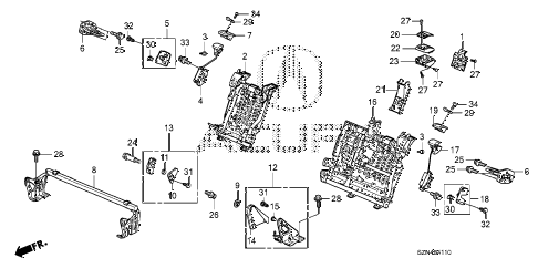 2012 ZDX TECH 5 DOOR 6AT REAR SEAT COMPONENTS diagram 2012 ZDX TECH 5 DOOR 6AT REAR SEAT COMPONENTS diagram