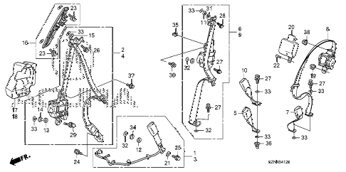 2010 ZDX BASE 5 DOOR 6AT SEAT BELTS diagram 2010 ZDX BASE 5 DOOR 6AT SEAT BELTS diagram
