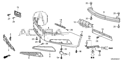 2010 ZDX ADV 5 DOOR 6AT FRONT BUMPER diagram 2010 ZDX ADV 5 DOOR 6AT FRONT BUMPER diagram