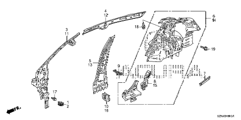 2012 ZDX TECH 5 DOOR 6AT INNER PANEL diagram 2012 ZDX TECH 5 DOOR 6AT INNER PANEL diagram