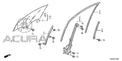 2010 ZDX BASE 5 DOOR 6AT FRONT DOOR WINDOWS - REGULATOR diagram 2010 ZDX BASE 5 DOOR 6AT FRONT DOOR WINDOWS - REGULATOR diagram