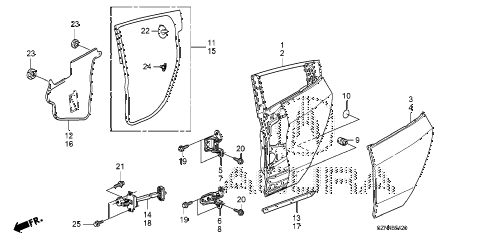 2011 ZDX BASE 5 DOOR 6AT REAR DOOR PANELS diagram 2011 ZDX BASE 5 DOOR 6AT REAR DOOR PANELS diagram