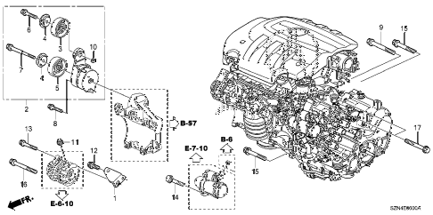 2013 ZDX 5 DOOR 6AT ALTERNATOR BRACKET - TENSIONER diagram 2013 ZDX 5 DOOR 6AT ALTERNATOR BRACKET - TENSIONER diagram