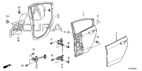 2013 TL ADV 4 DOOR 6AT REAR DOOR PANELS diagram 2013 TL ADV 4 DOOR 6AT REAR DOOR PANELS diagram