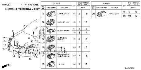 2009 TSX 4 DOOR 6MT ELECTRICAL CONNECTOR (FR.) diagram 2009 TSX 4 DOOR 6MT ELECTRICAL CONNECTOR (FR.) diagram