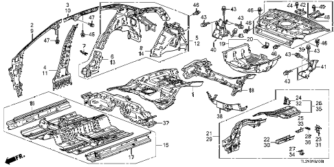 2009 TSX 4 DOOR 6MT FLOOR - INNER PANEL diagram 2009 TSX 4 DOOR 6MT FLOOR - INNER PANEL diagram