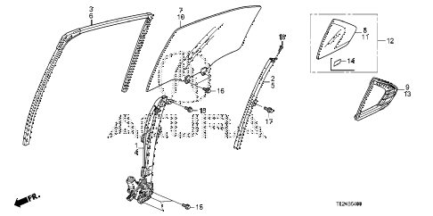 2009 TSX 4 DOOR 6MT REAR DOOR GLASS - REGULATOR diagram 2009 TSX 4 DOOR 6MT REAR DOOR GLASS - REGULATOR diagram