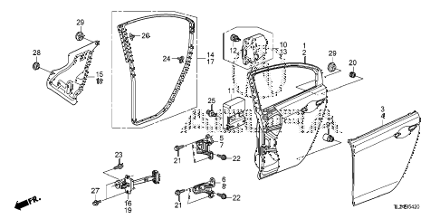 2012 TSX SE 4 DOOR 5AT REAR DOOR PANELS diagram 2012 TSX SE 4 DOOR 5AT REAR DOOR PANELS diagram
