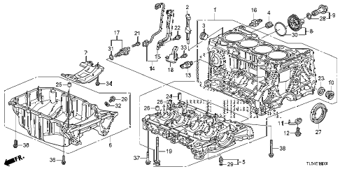2012 TSX 5 DOOR 5AT CYLINDER BLOCK - OIL PAN diagram 2012 TSX 5 DOOR 5AT CYLINDER BLOCK - OIL PAN diagram