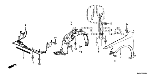 2013 ILX PRE2.4 4 DOOR 6MT FRONT FENDERS diagram 2013 ILX PRE2.4 4 DOOR 6MT FRONT FENDERS diagram