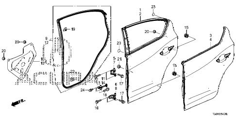 2013 ILX PRE2.4 4 DOOR 6MT REAR DOOR PANELS diagram 2013 ILX PRE2.4 4 DOOR 6MT REAR DOOR PANELS diagram