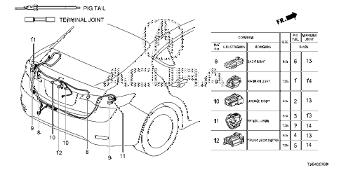 2013 ILX TECH 4 DOOR CVT ELECTRICAL CONNECTORS (RR.) diagram 2013 ILX TECH 4 DOOR CVT ELECTRICAL CONNECTORS (RR.) diagram