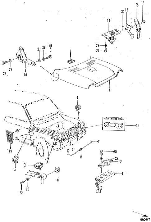 1971 n600 ** 2 DOOR 4MT HOOD - FRONT FENDER diagram 1971 n600 ** 2 DOOR 4MT HOOD - FRONT FENDER diagram