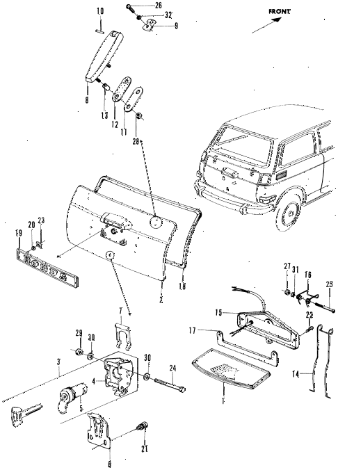 1970 n600 ** 2 DOOR 4MT TRUNK LID diagram 1970 n600 ** 2 DOOR 4MT TRUNK LID diagram