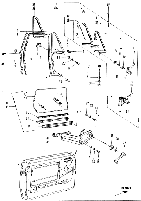 1971 n600 ** 2 DOOR 4MT DOOR GLASS diagram 1971 n600 ** 2 DOOR 4MT DOOR GLASS diagram
