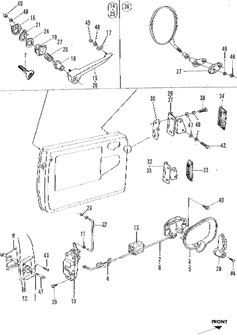 1971 n600 ** 2 DOOR 4MT DOOR HARDWARE diagram 1971 n600 ** 2 DOOR 4MT DOOR HARDWARE diagram