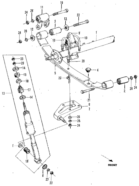 1972 n600 ** 2 DOOR 4MT REAR SUSPENSION diagram 1972 n600 ** 2 DOOR 4MT REAR SUSPENSION diagram