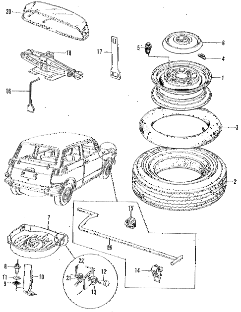 1972 n600 ** 2 DOOR 4MT WHEEL - JACK diagram 1972 n600 ** 2 DOOR 4MT WHEEL - JACK diagram