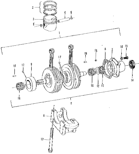 1970 n600 ** 2 DOOR 4MT CRANKSHAFT - PISTON diagram 1970 n600 ** 2 DOOR 4MT CRANKSHAFT - PISTON diagram