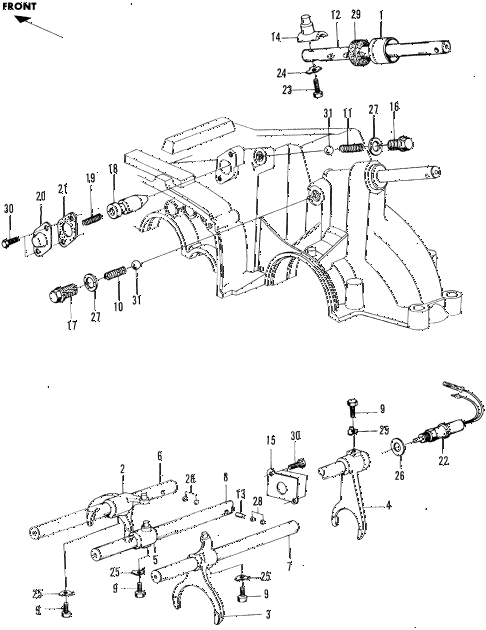 1972 n600 ** 2 DOOR 4MT MT GEARSHIFT ROD - SHIFT FORK diagram 1972 n600 ** 2 DOOR 4MT MT GEARSHIFT ROD - SHIFT FORK diagram