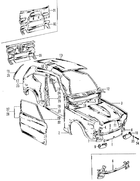 1971 z600 ** 2 DOOR 4MT SHEET METAL (OUTER) diagram 1971 z600 ** 2 DOOR 4MT SHEET METAL (OUTER) diagram