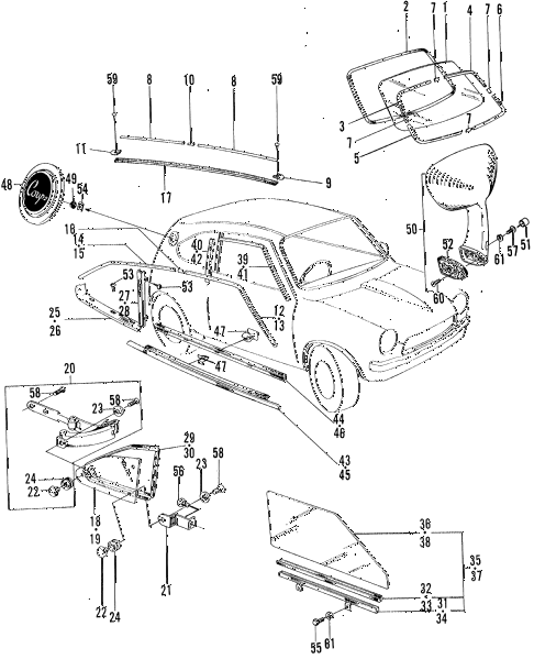1972 z600 ** 2 DOOR 4MT WINDSHIELD - DOOR GLASS diagram 1972 z600 ** 2 DOOR 4MT WINDSHIELD - DOOR GLASS diagram