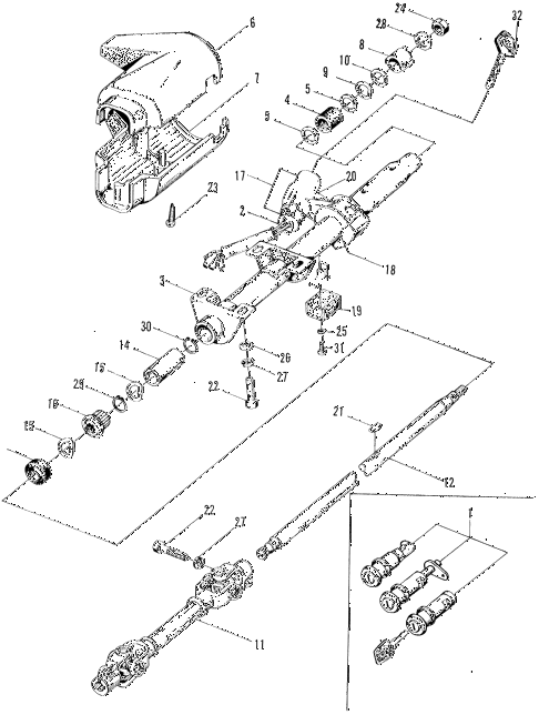 1971 z600 ** 2 DOOR 4MT STEERING SHAFT - LOCK SET diagram 1971 z600 ** 2 DOOR 4MT STEERING SHAFT - LOCK SET diagram