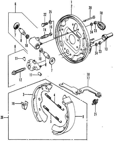 1974 civic **(1200) 3 DOOR HMT REAR BRAKE SHOE diagram 1974 civic **(1200) 3 DOOR HMT REAR BRAKE SHOE diagram
