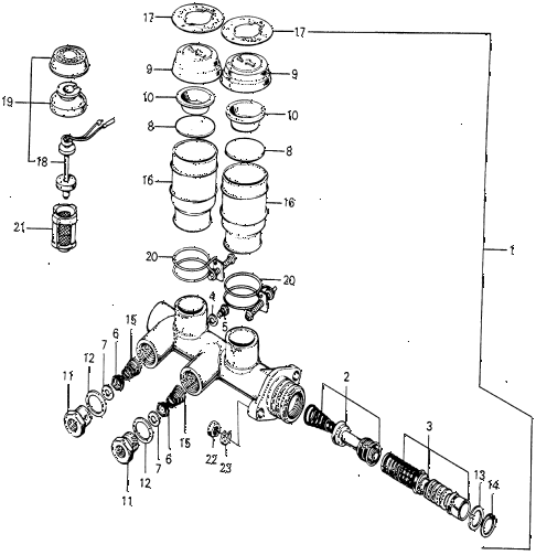 1973 civic **(1200) 3 DOOR 4MT MASTER CYLINDER diagram 1973 civic **(1200) 3 DOOR 4MT MASTER CYLINDER diagram