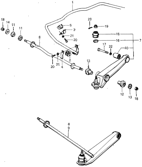 1976 civic **(1200) 2 DOOR 4MT STABILIZER - FRONT LOWER ARM diagram 1976 civic **(1200) 2 DOOR 4MT STABILIZER - FRONT LOWER ARM diagram