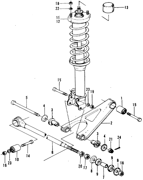 1976 civic **(1200) 3 DOOR 4MT REAR SHOCK ABSORBER - REAR LOWER ARM diagram 1976 civic **(1200) 3 DOOR 4MT REAR SHOCK ABSORBER - REAR LOWER ARM diagram