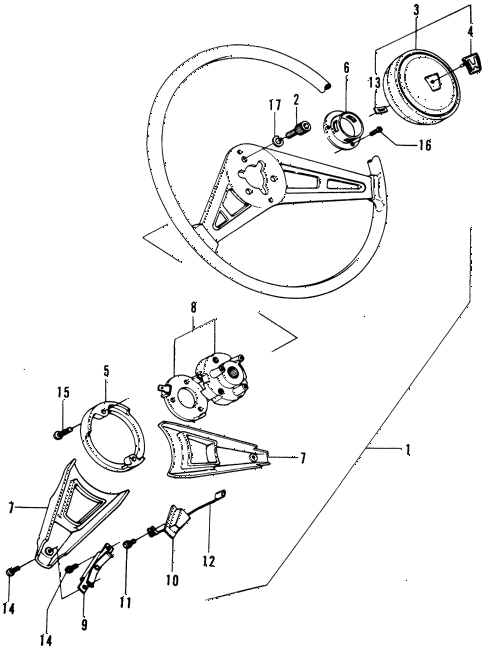 1973 civic **(1200) 3 DOOR 4MT STEERING WHEEL diagram 1973 civic **(1200) 3 DOOR 4MT STEERING WHEEL diagram