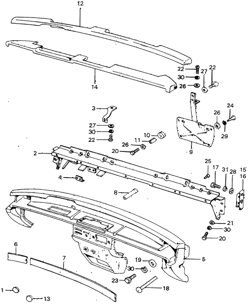 1973 civic **(1200) 3 DOOR HMT INSTRUMENT GARNISH - METER HOUSING diagram 1973 civic **(1200) 3 DOOR HMT INSTRUMENT GARNISH - METER HOUSING diagram