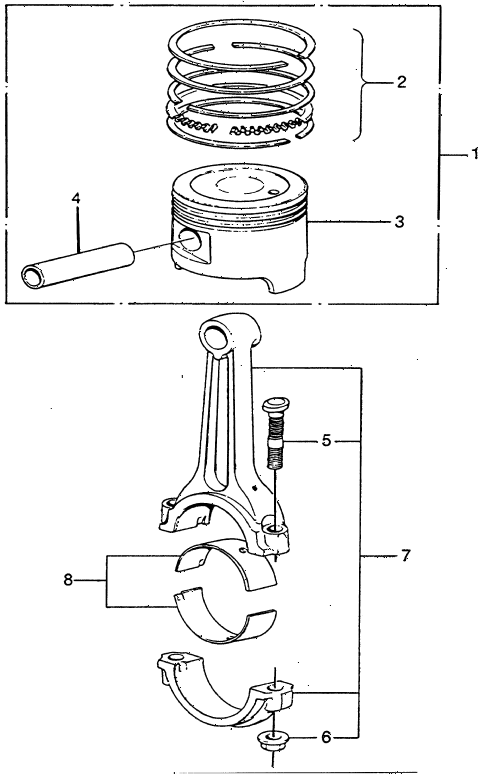 1976 civic **(1200) 3 DOOR 4MT PISTON - CONNECTING ROD diagram 1976 civic **(1200) 3 DOOR 4MT PISTON - CONNECTING ROD diagram