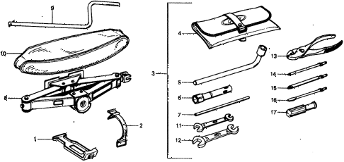 1976 civic ** 5 DOOR 4MT TOOLS diagram 1976 civic ** 5 DOOR 4MT TOOLS diagram