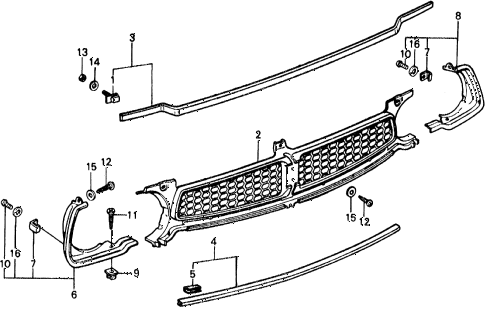 1976 civic ** 5 DOOR HMT FRONT GRILLE diagram 1976 civic ** 5 DOOR HMT FRONT GRILLE diagram