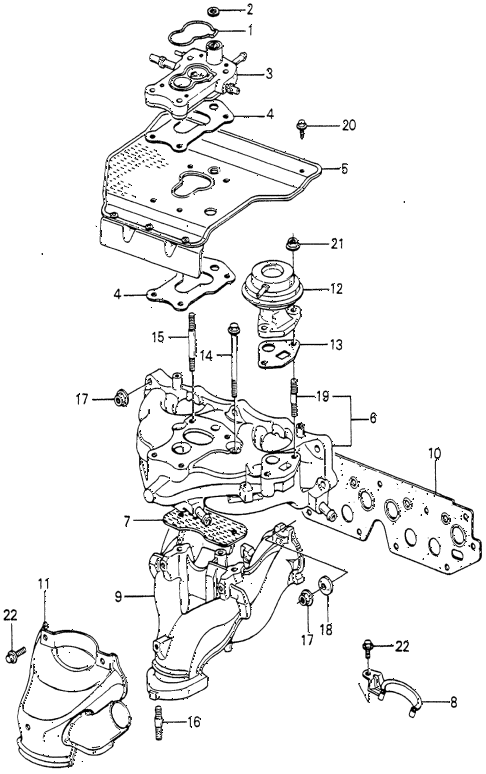 1981 prelude ** 2 DOOR 5MT CARBURETOR INSULATOR - MANIFOLD (3) diagram 1981 prelude ** 2 DOOR 5MT CARBURETOR INSULATOR - MANIFOLD (3) diagram