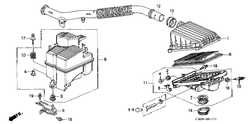 1997 civic DX(ABS) 2 DOOR 5MT AIR CLEANER (SOHC) diagram 1997 civic DX(ABS) 2 DOOR 5MT AIR CLEANER (SOHC) diagram