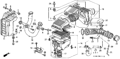 1997 civic EX(ABS) 2 DOOR 5MT AIR CLEANER (VTEC) diagram 1997 civic EX(ABS) 2 DOOR 5MT AIR CLEANER (VTEC) diagram