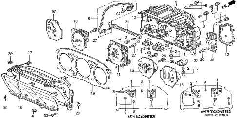 1996 civic EX 2 DOOR 4AT COMBINATION METER COMPONENTS diagram 1996 civic EX 2 DOOR 4AT COMBINATION METER COMPONENTS diagram