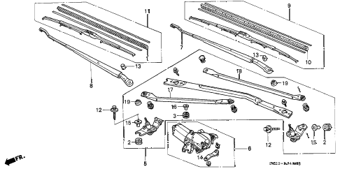 2000 civic HX 2 DOOR 5MT FRONT WINDSHIELD WIPER (1) diagram 2000 civic HX 2 DOOR 5MT FRONT WINDSHIELD WIPER (1) diagram