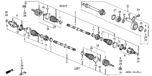 1997 civic EX(ABS) 2 DOOR 5MT DRIVESHAFT (1) diagram 1997 civic EX(ABS) 2 DOOR 5MT DRIVESHAFT (1) diagram