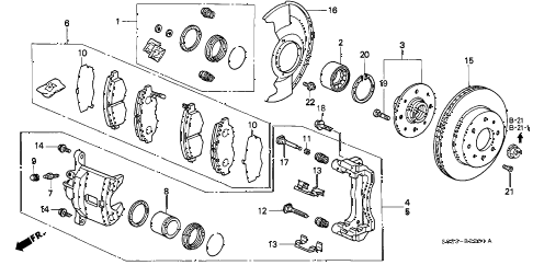 1996 civic EX(ABS) 2 DOOR 4AT FRONT BRAKE (2) diagram 1996 civic EX(ABS) 2 DOOR 4AT FRONT BRAKE (2) diagram